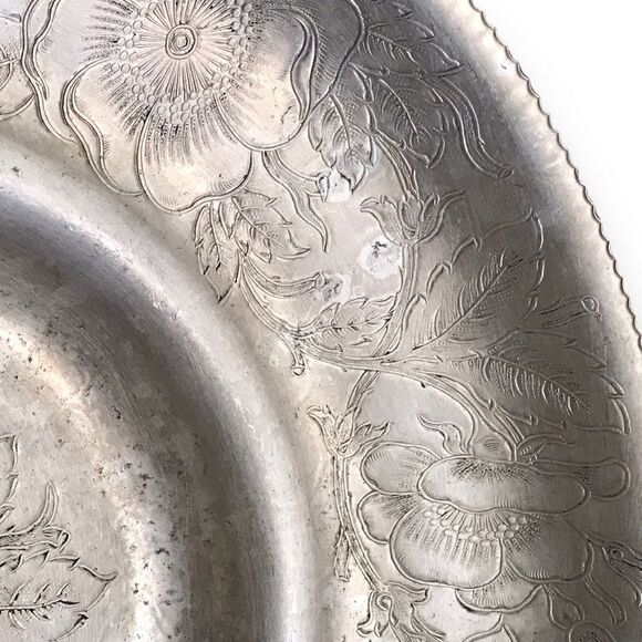 Vintage Wilson Metal Poppy Floral Hand Wrought Aluminum Bowl Brooklyn New York - Picture 11 of 16